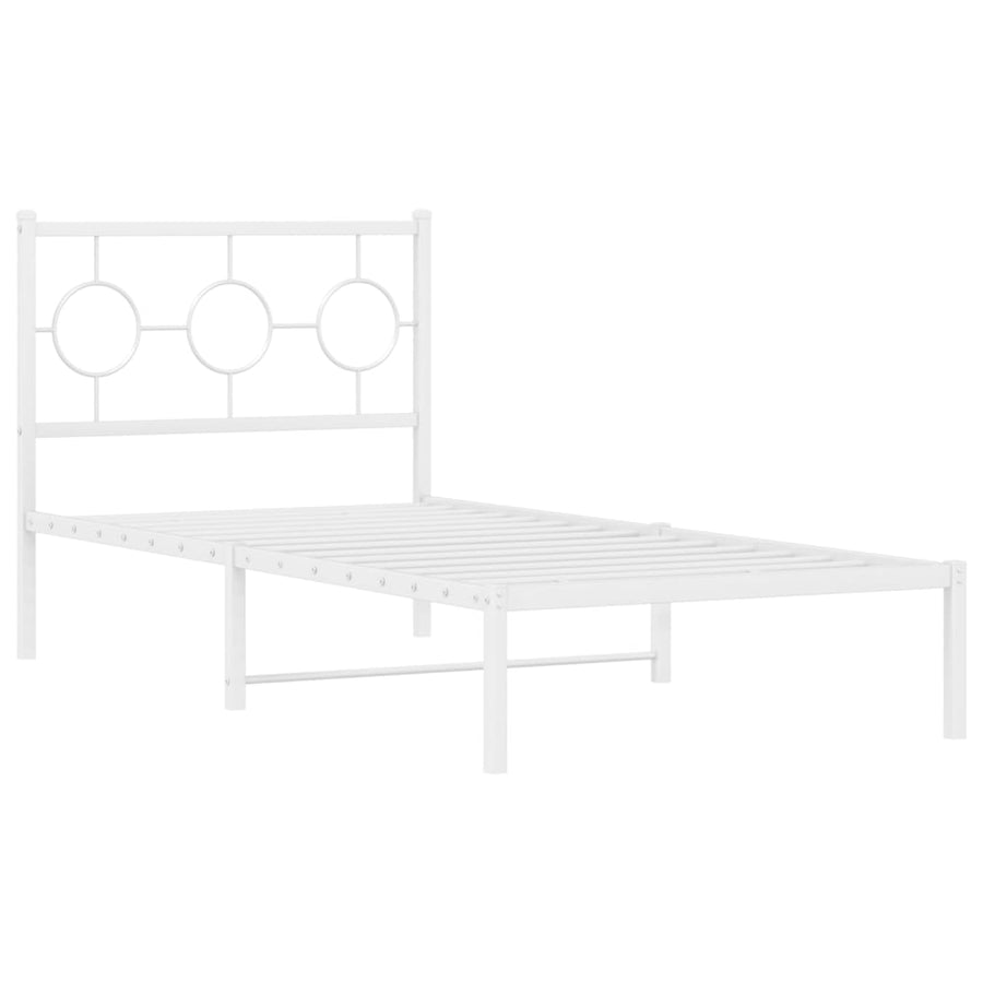 Bedframe Metaal Wit 90 x 190 cm met hoofdbord