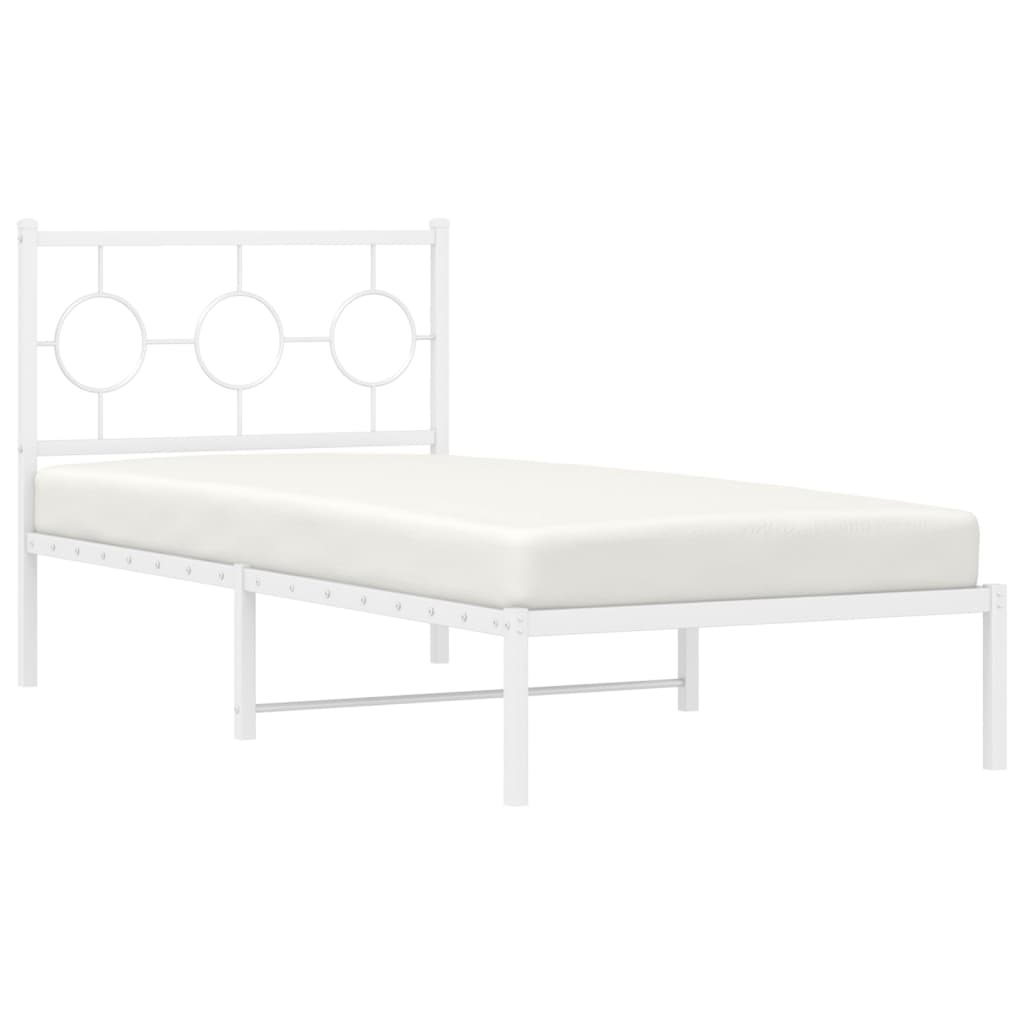Bedframe Metaal Wit 90 x 190 cm met hoofdbord