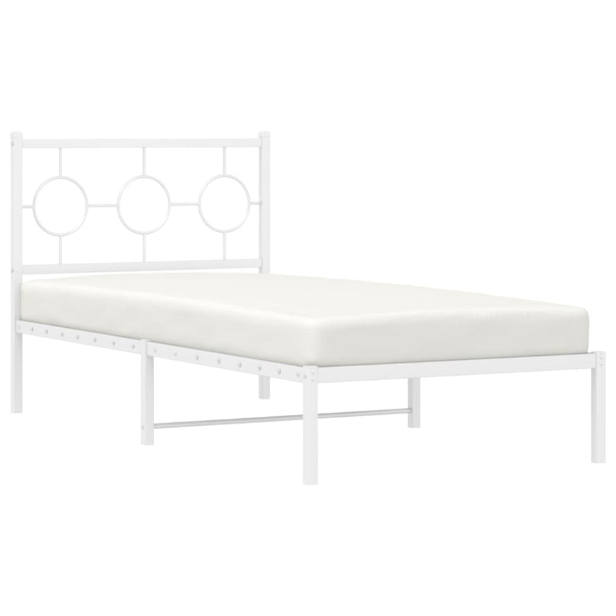 Bedframe Metaal Wit 90 x 190 cm met hoofdbord