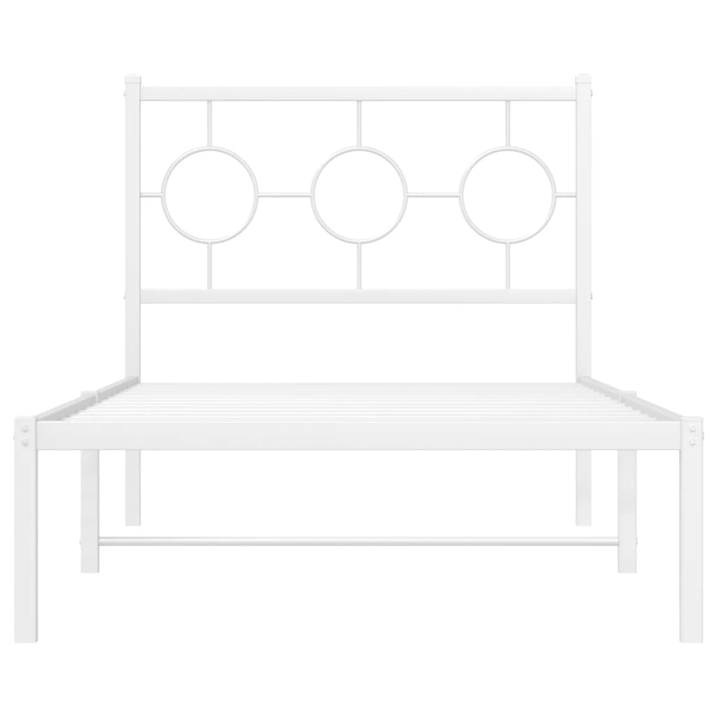 Bedframe Metaal Wit 90 x 190 cm met hoofdbord