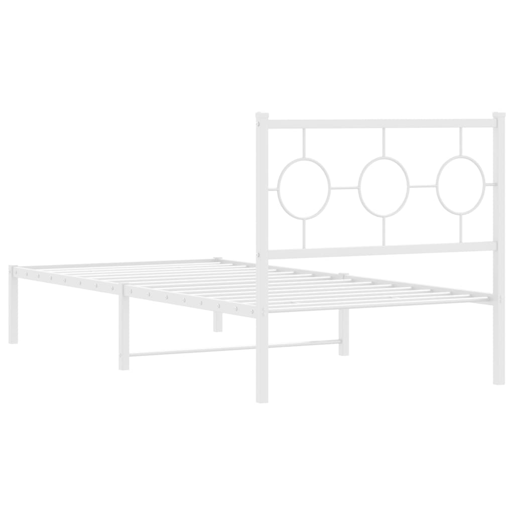 Bedframe Metaal Wit 90 x 190 cm met hoofdbord