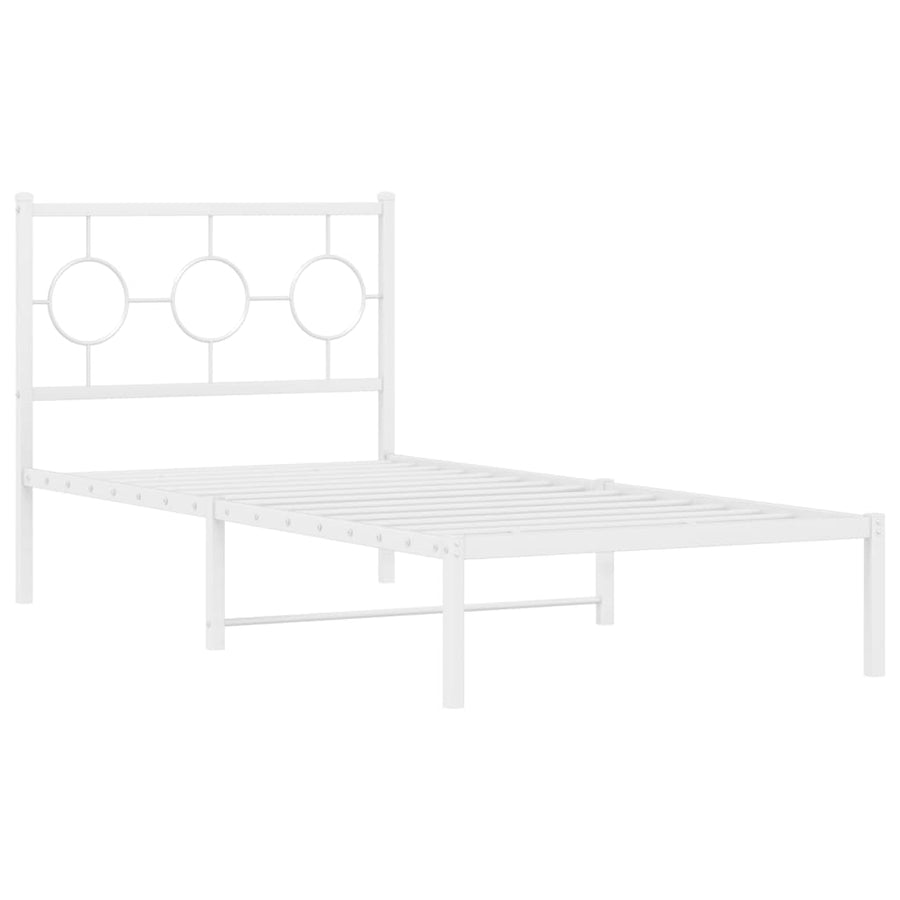 Bedframe Metaal Wit 90 x 200 cm met hoofdbord