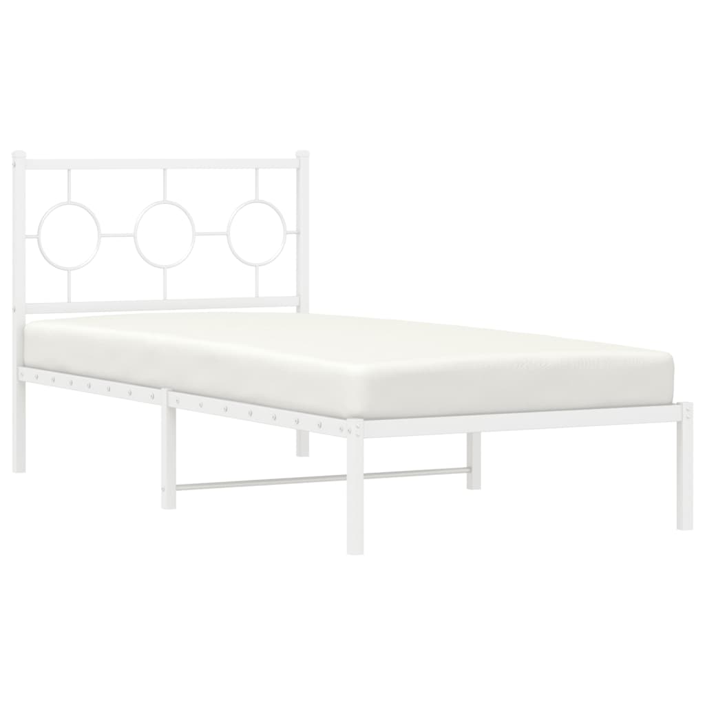 Bedframe Metaal Wit 90 x 200 cm met hoofdbord