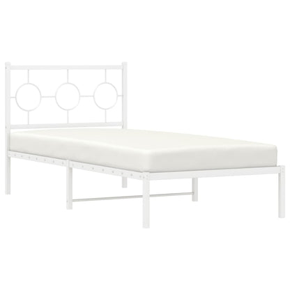 Bedframe Metaal Wit 90 x 200 cm met hoofdbord