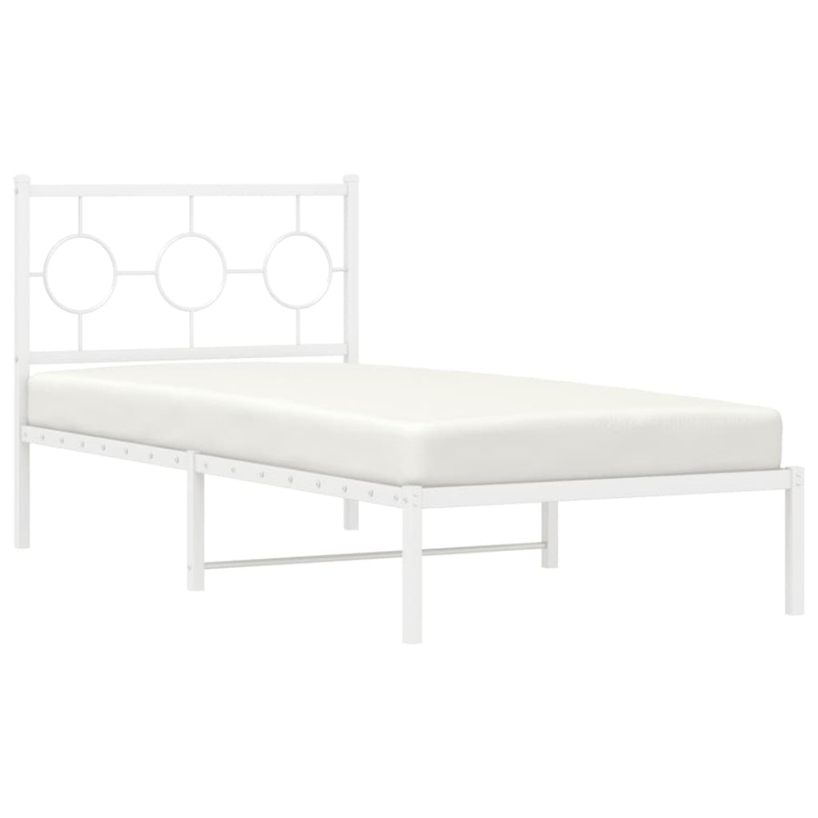 Bedframe Metaal Wit 90 x 200 cm met hoofdbord