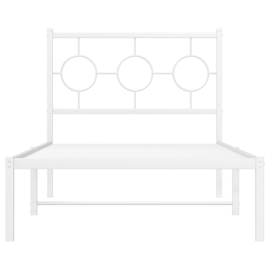 Bedframe Metaal Wit 90 x 200 cm met hoofdbord