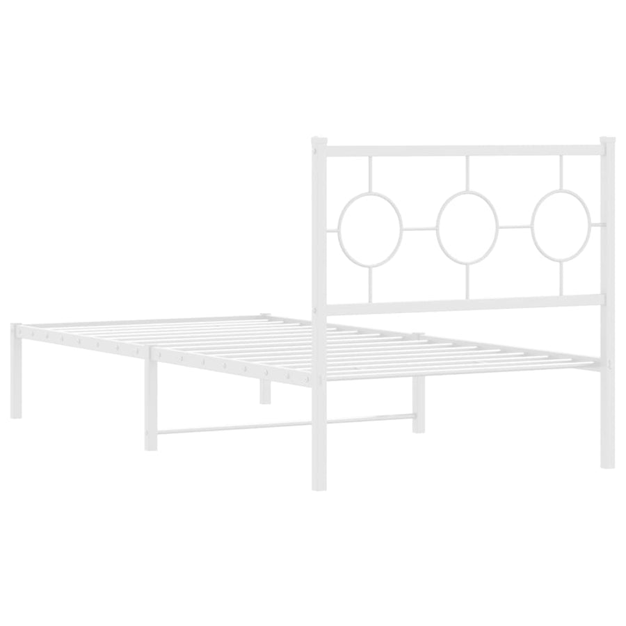 Bedframe Metaal Wit 90 x 200 cm met hoofdbord