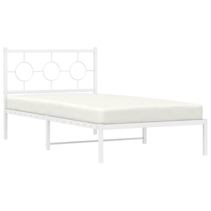 Bedframe Metaal Wit 100 x 190 cm met hoofdbord