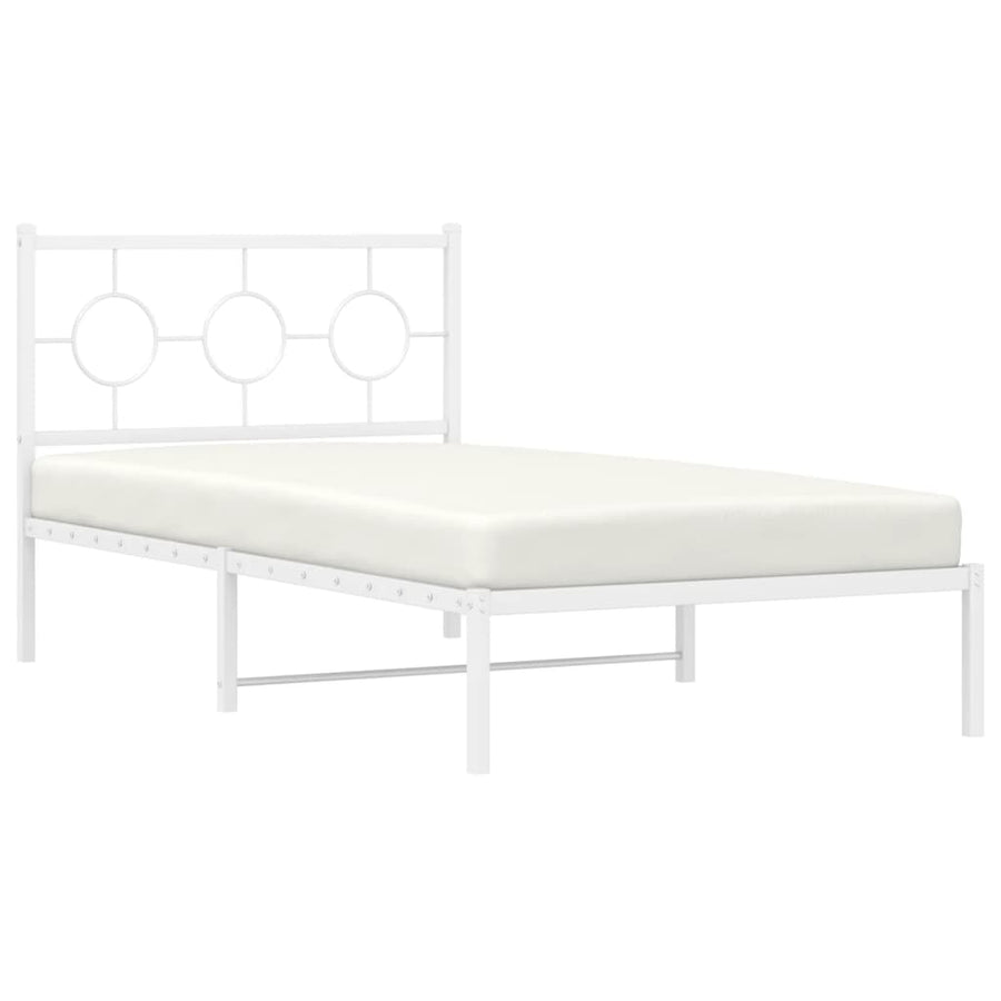 Bedframe Metaal Wit 100 x 190 cm met hoofdbord