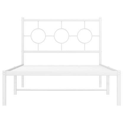 Bedframe Metaal Wit 100 x 190 cm met hoofdbord