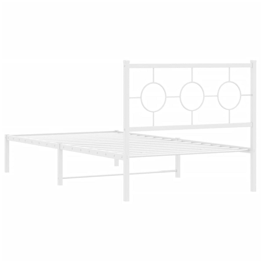 Bedframe Metaal Wit 100 x 190 cm met hoofdbord