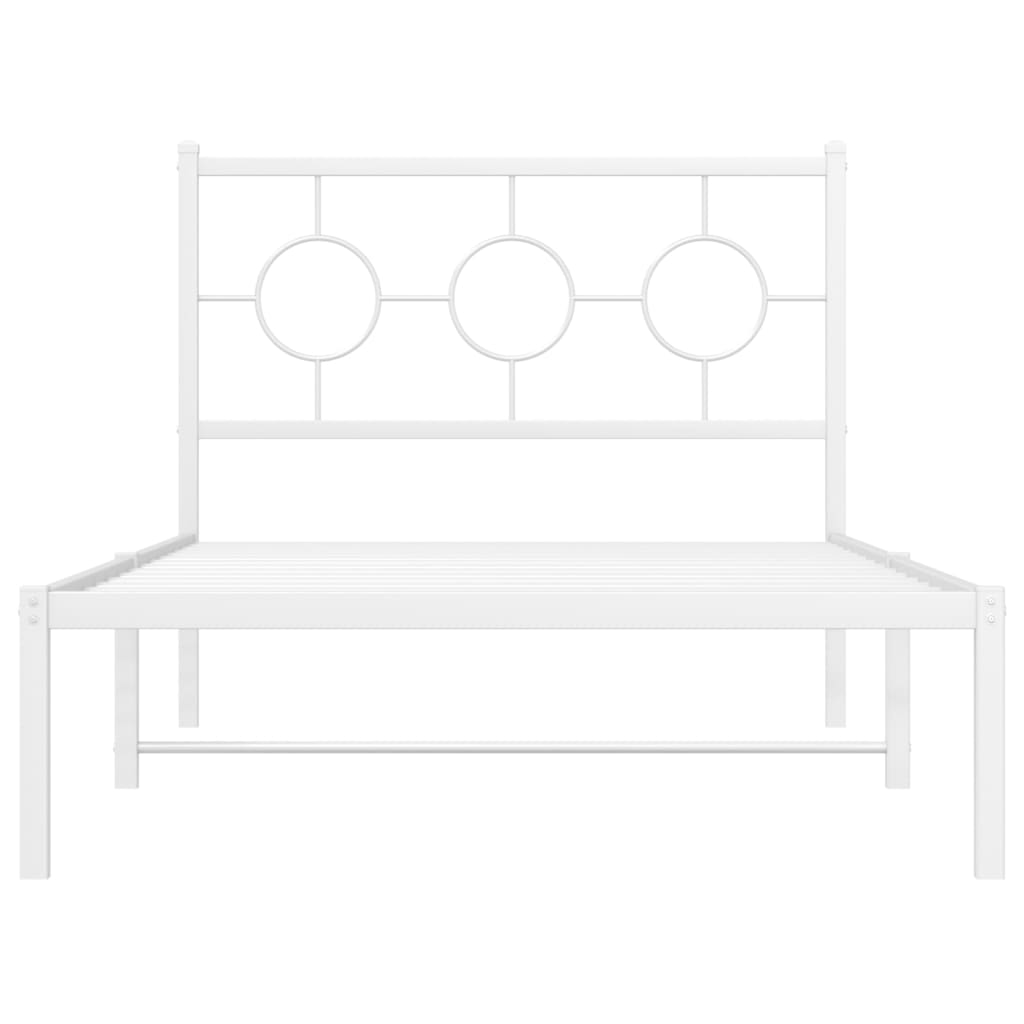 Bedframe Metaal Wit 100 x 200 cm met hoofdbord