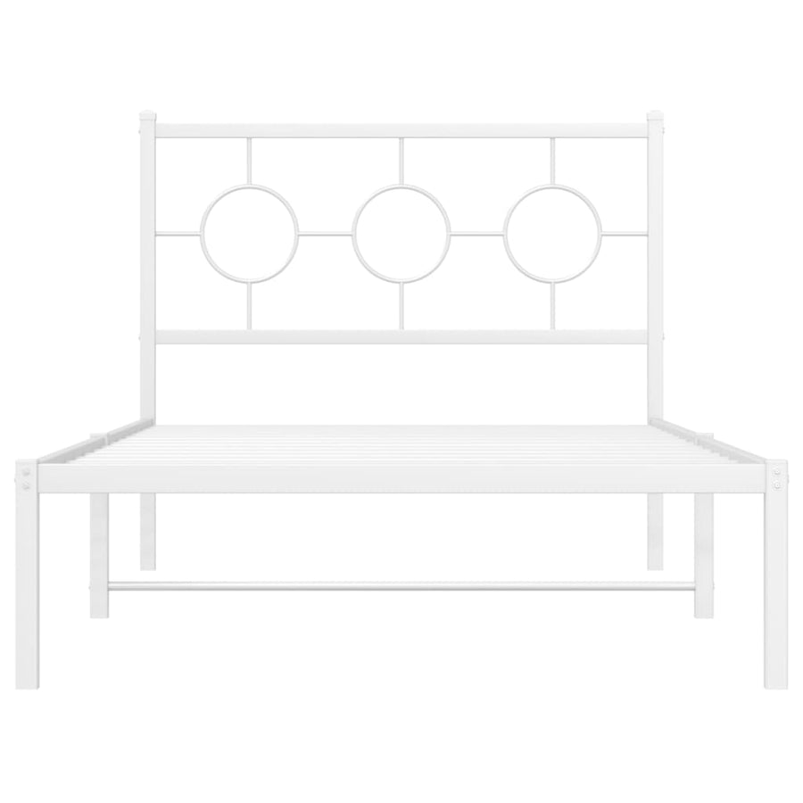 Bedframe Metaal Wit 100 x 200 cm met hoofdbord