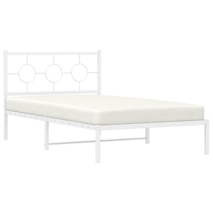 Bedframe met hoofdbord metaal wit 107x203 cm