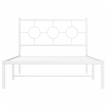 Bedframe met hoofdbord metaal wit 107x203 cm