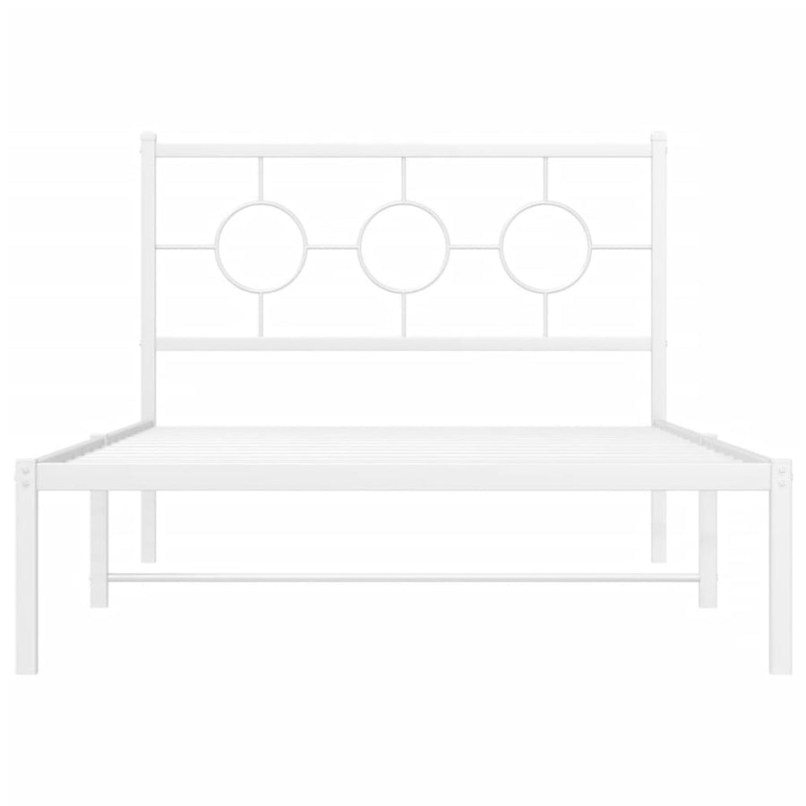 Bedframe met hoofdbord metaal wit 107x203 cm