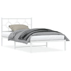 Bedframe 107x203 cm metaal wit met hoofdbord