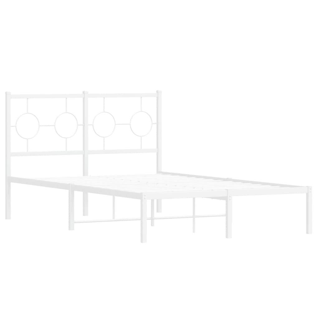 Bedframe Metaal Wit 120 x 190 cm met hoofdbord