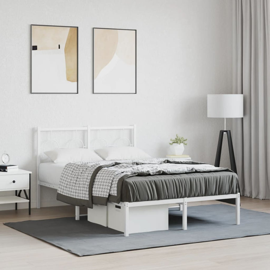 Bedframe Metaal Wit 120 x 190 cm met hoofdbord