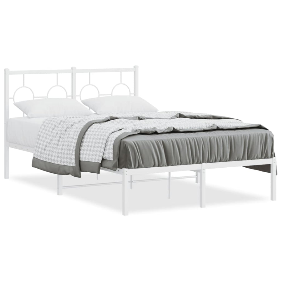 Bedframe Metaal Wit 120 x 190 cm met hoofdbord