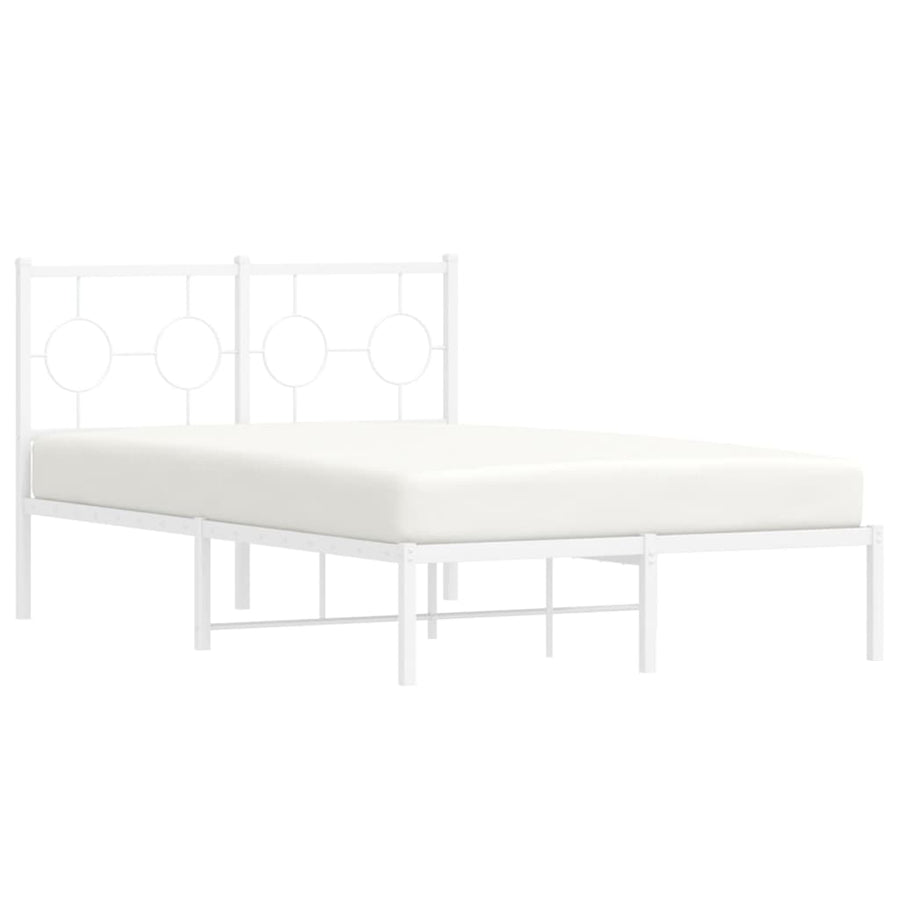 Bedframe met hoofdbord metaal wit 120x200 cm