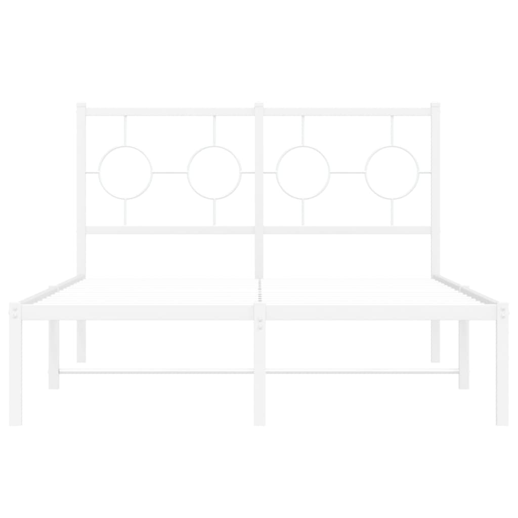 Bedframe met hoofdbord metaal wit 120x200 cm