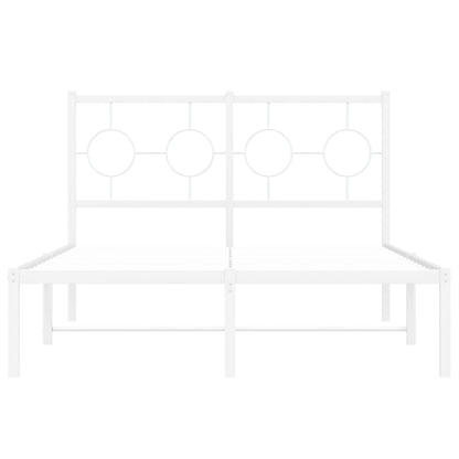 Bedframe met hoofdbord metaal wit 120x200 cm