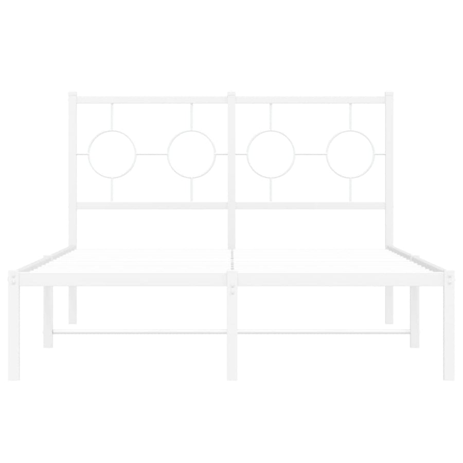 Bedframe met hoofdbord metaal wit 120x200 cm