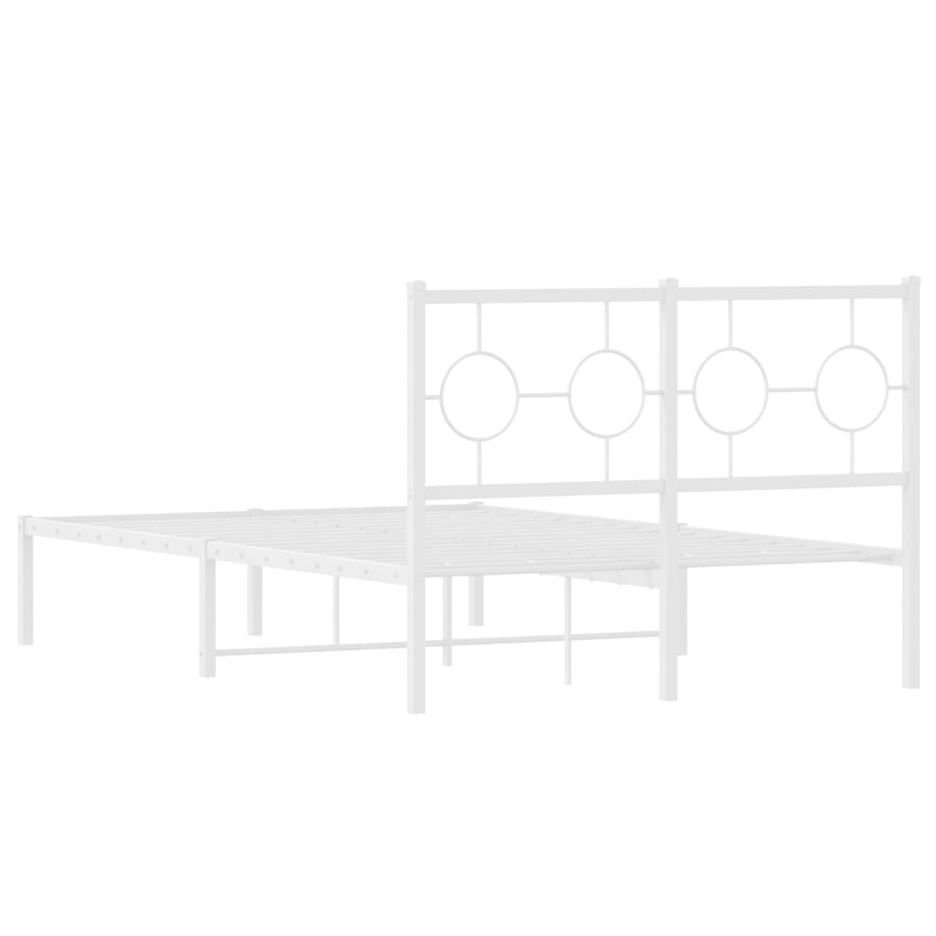 Bedframe met hoofdbord metaal wit 120x200 cm