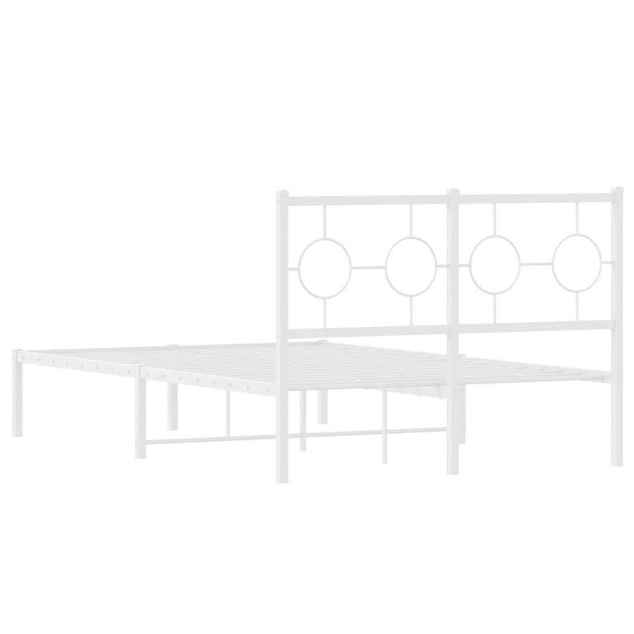 Bedframe met hoofdbord metaal wit 120x200 cm