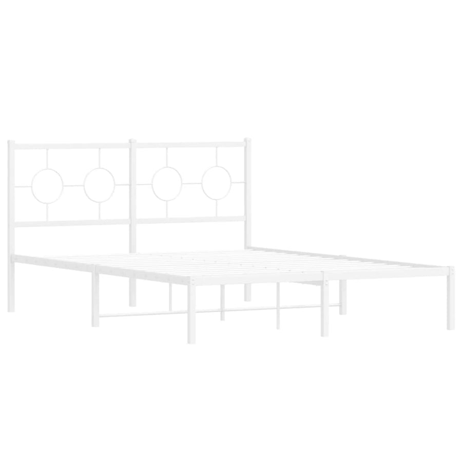 Bedframe met hoofdbord metaal wit 135x190 cm