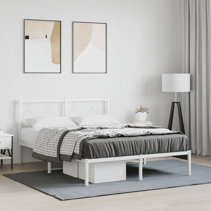 Bedframe met hoofdbord metaal wit 135x190 cm