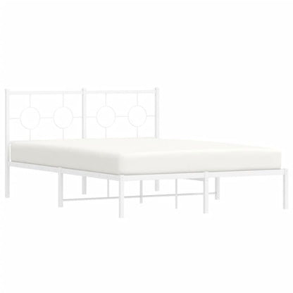Bedframe met hoofdbord metaal wit 135x190 cm