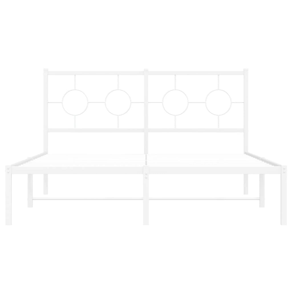 Bedframe met hoofdbord metaal wit 135x190 cm