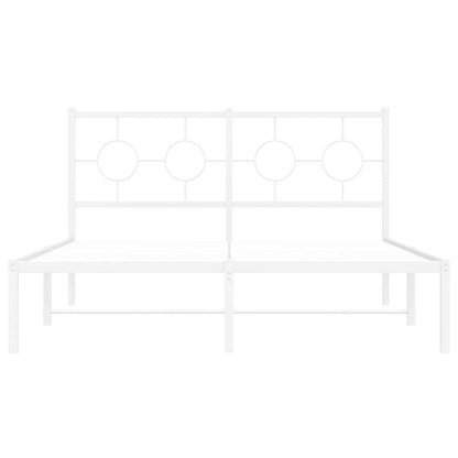 Bedframe met hoofdbord metaal wit 135x190 cm