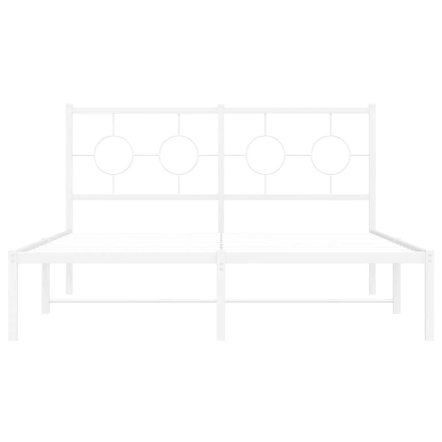 Bedframe met hoofdbord metaal wit 135x190 cm