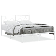 Metal bed frame with headboard white 135x190 cm
