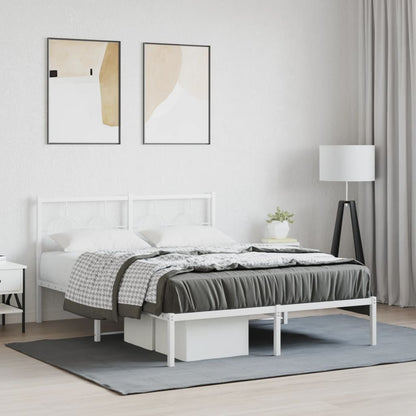 Bedframe met hoofdbord metaal wit 140x190 cm
