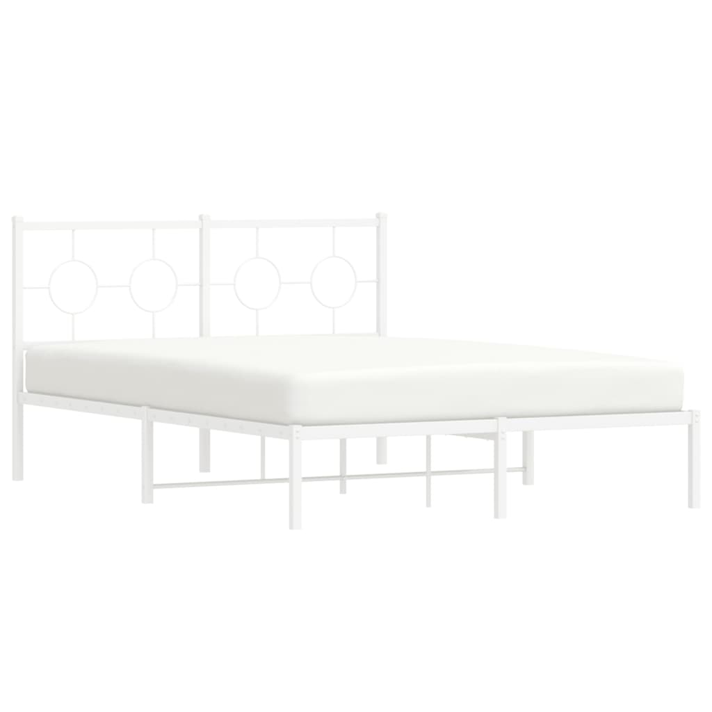 Bedframe met hoofdbord metaal wit 140x190 cm