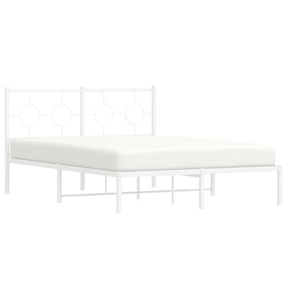 Bedframe met hoofdbord metaal wit 140x190 cm