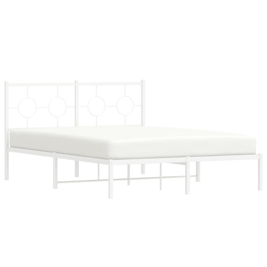 Bedframe met hoofdbord metaal wit 140x190 cm