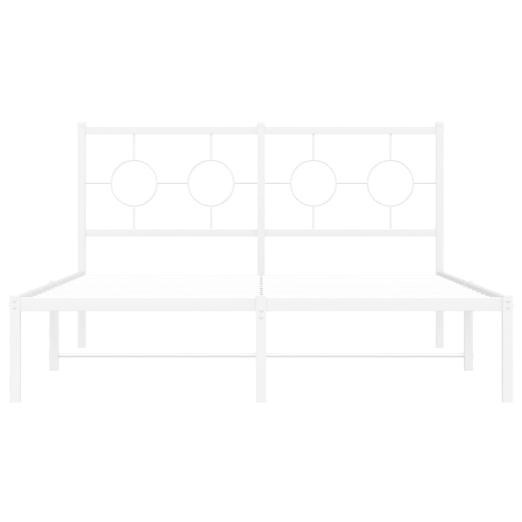 Bedframe met hoofdbord metaal wit 140x190 cm