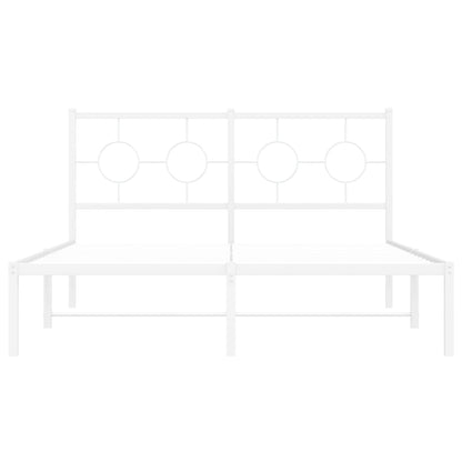 Bedframe met hoofdbord metaal wit 140x190 cm