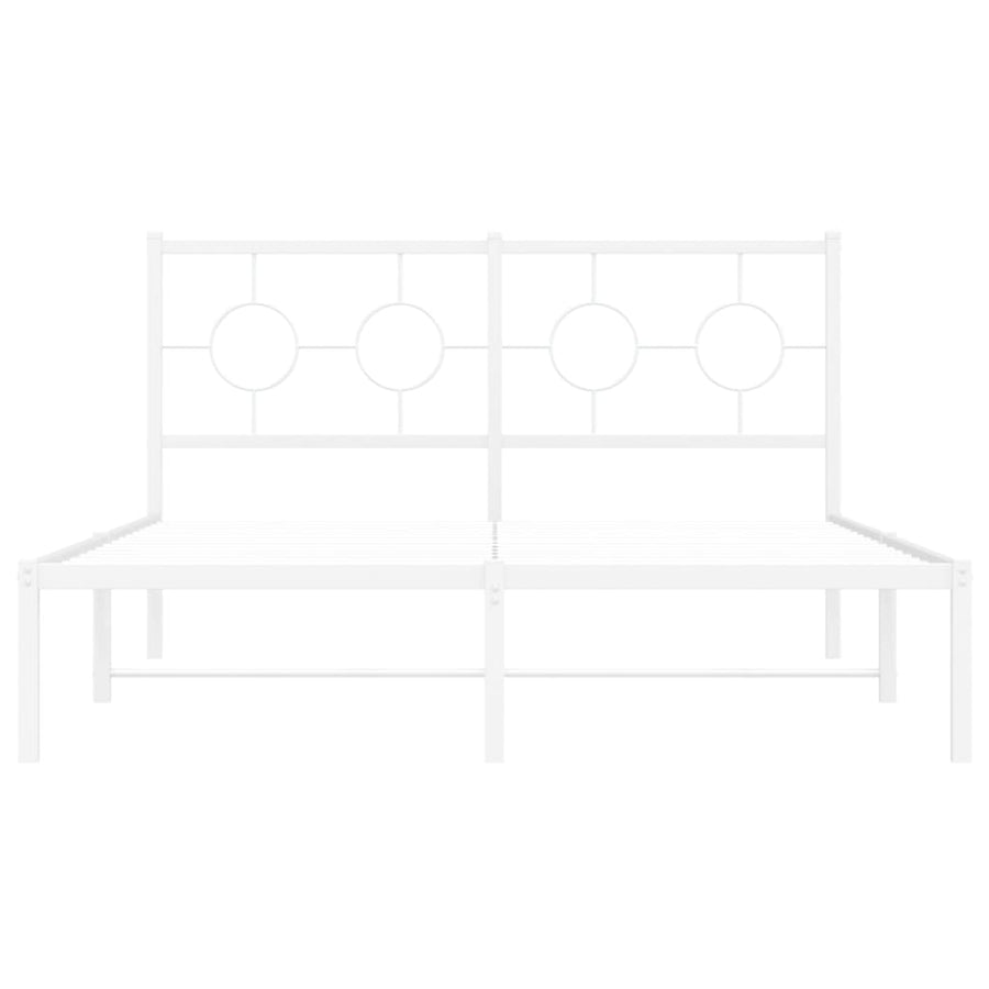 Bedframe met hoofdbord metaal wit 140x190 cm