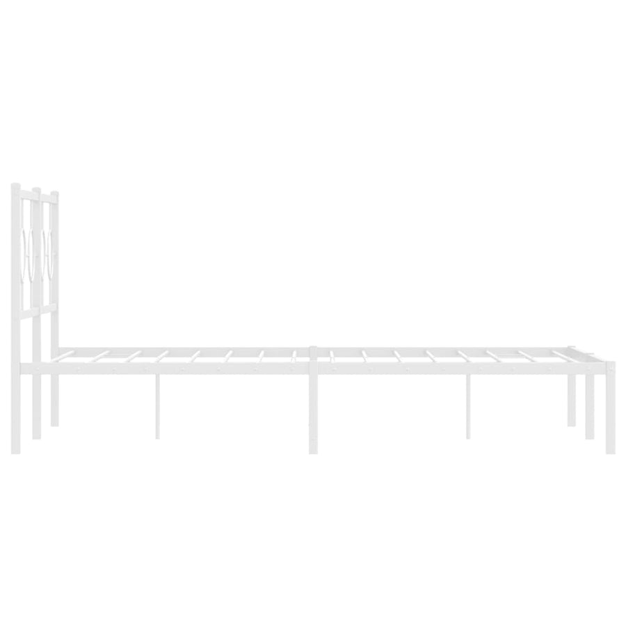 Bedframe met hoofdbord metaal wit 140x190 cm