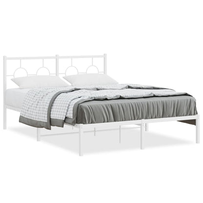 Bedframe met hoofdbord metaal wit 140x190 cm