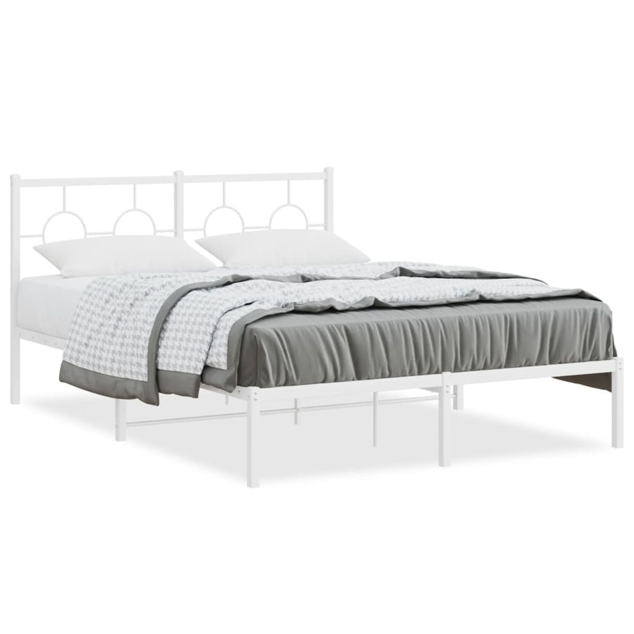 Bedframe met hoofdbord metaal wit 140x190 cm