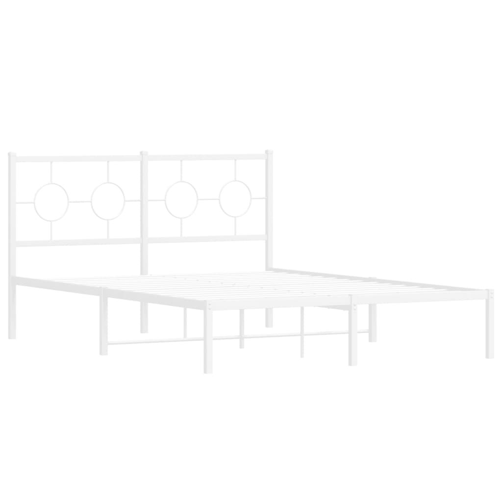 Bedframe met hoofdbord metaal wit 140x200 cm