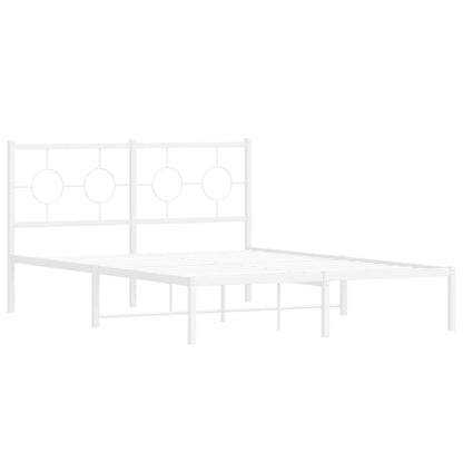 Bedframe met hoofdbord metaal wit 140x200 cm