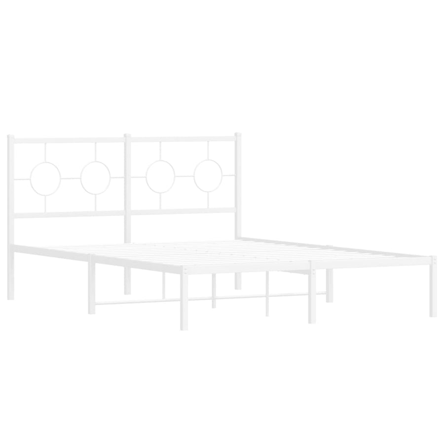 Bedframe met hoofdbord metaal wit 140x200 cm